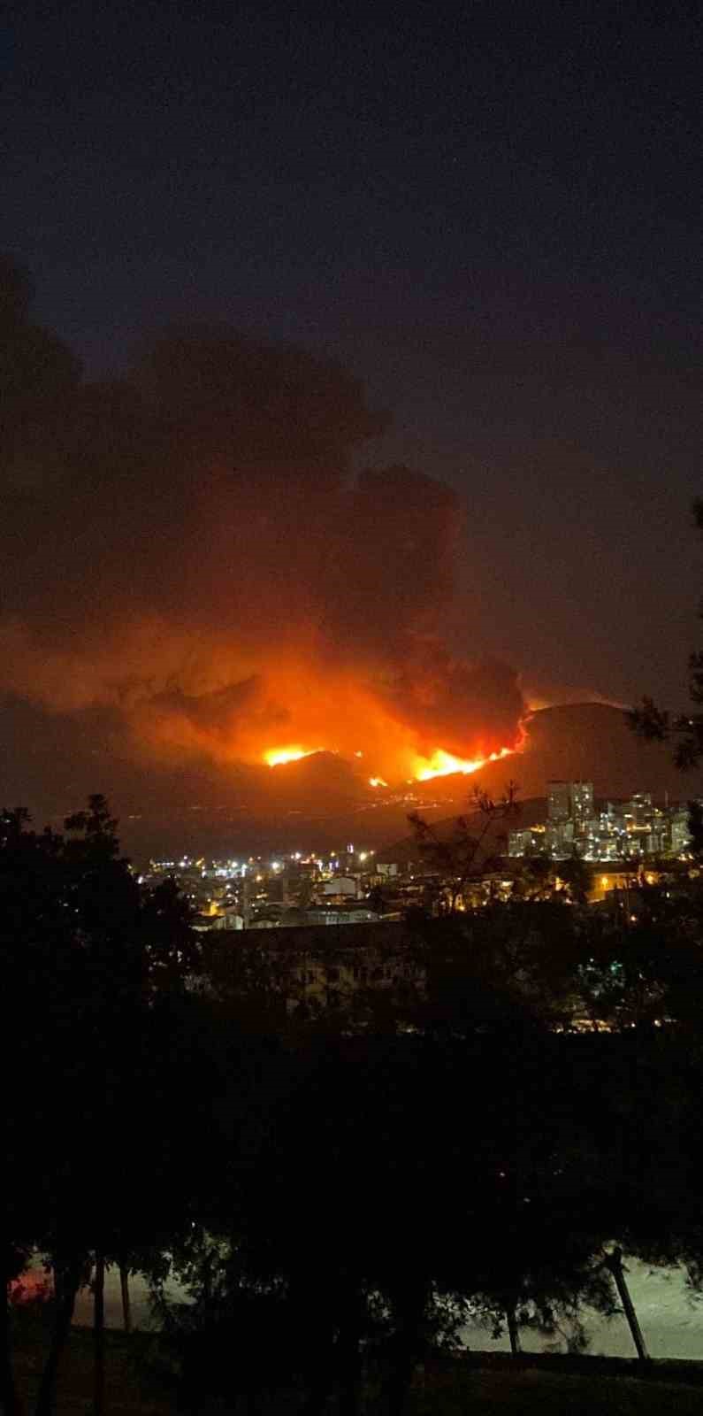 Bursa’da gecenin karanlığı yangının alevleriyle aydınlandı