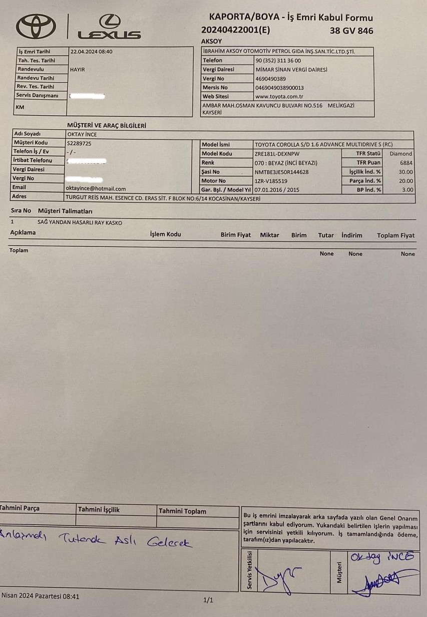 Toyota marka otomobilini servisten 17 aydır alamıyor