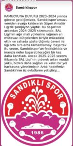 Sandıklıspor, BAL ligine katılmama kararı aldı