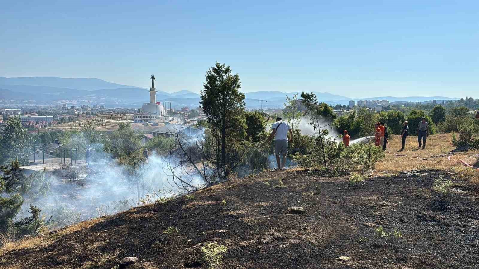 Bolu’da çalılık arazide çıkan yangın evlere sıçramadan söndürüldü