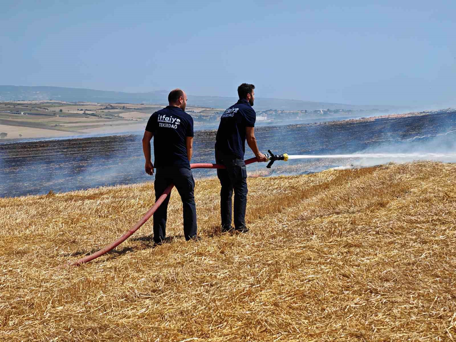 Tekirdağ’da 50 dönüm biçilmiş buğday tarlası yandı