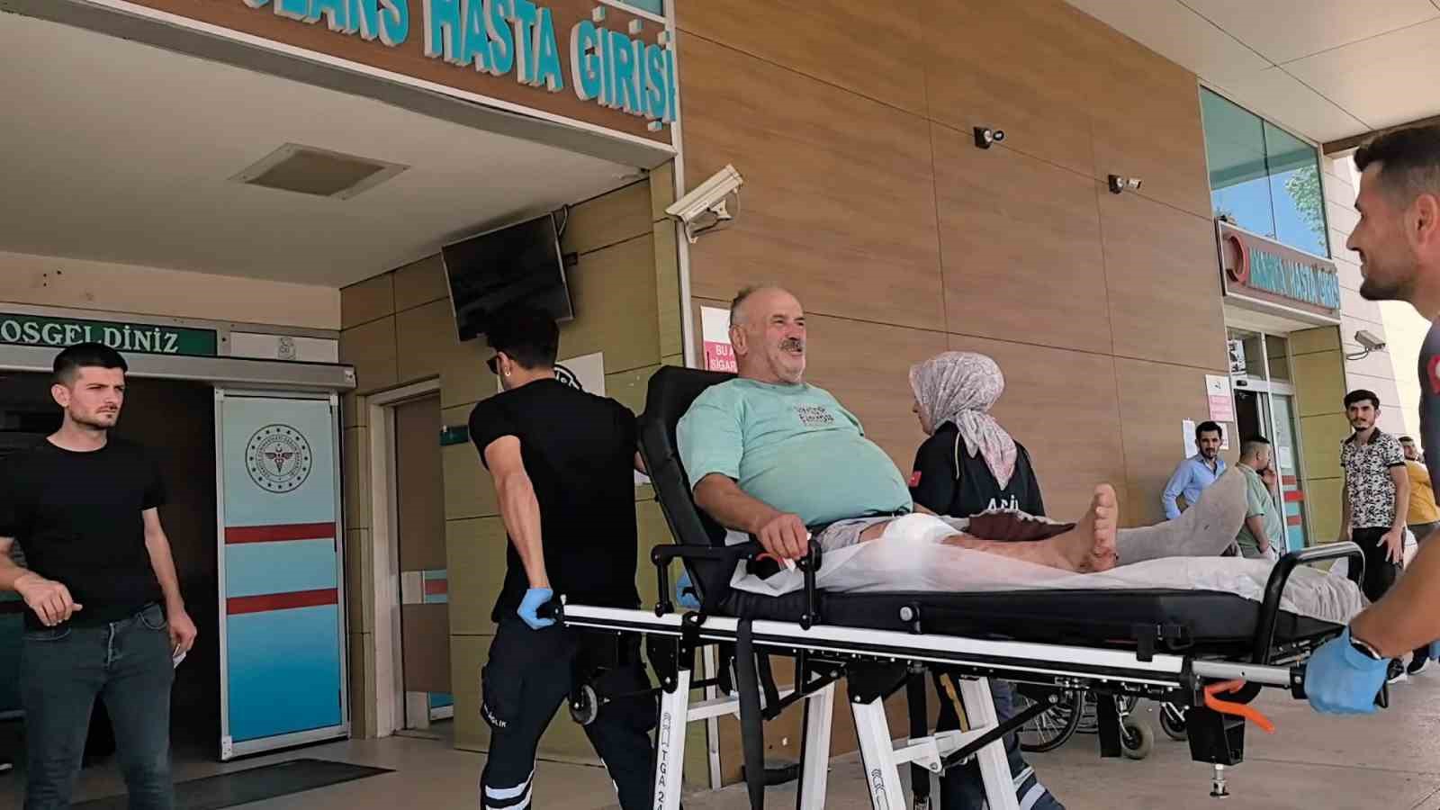 Spiralle bacağını kesen işçi hastaneye kaldırıldı