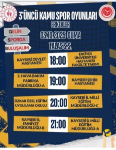 Kayseri’de 3. Kamu Spor Oyunları Voleybol Fikstürü Açıklandı